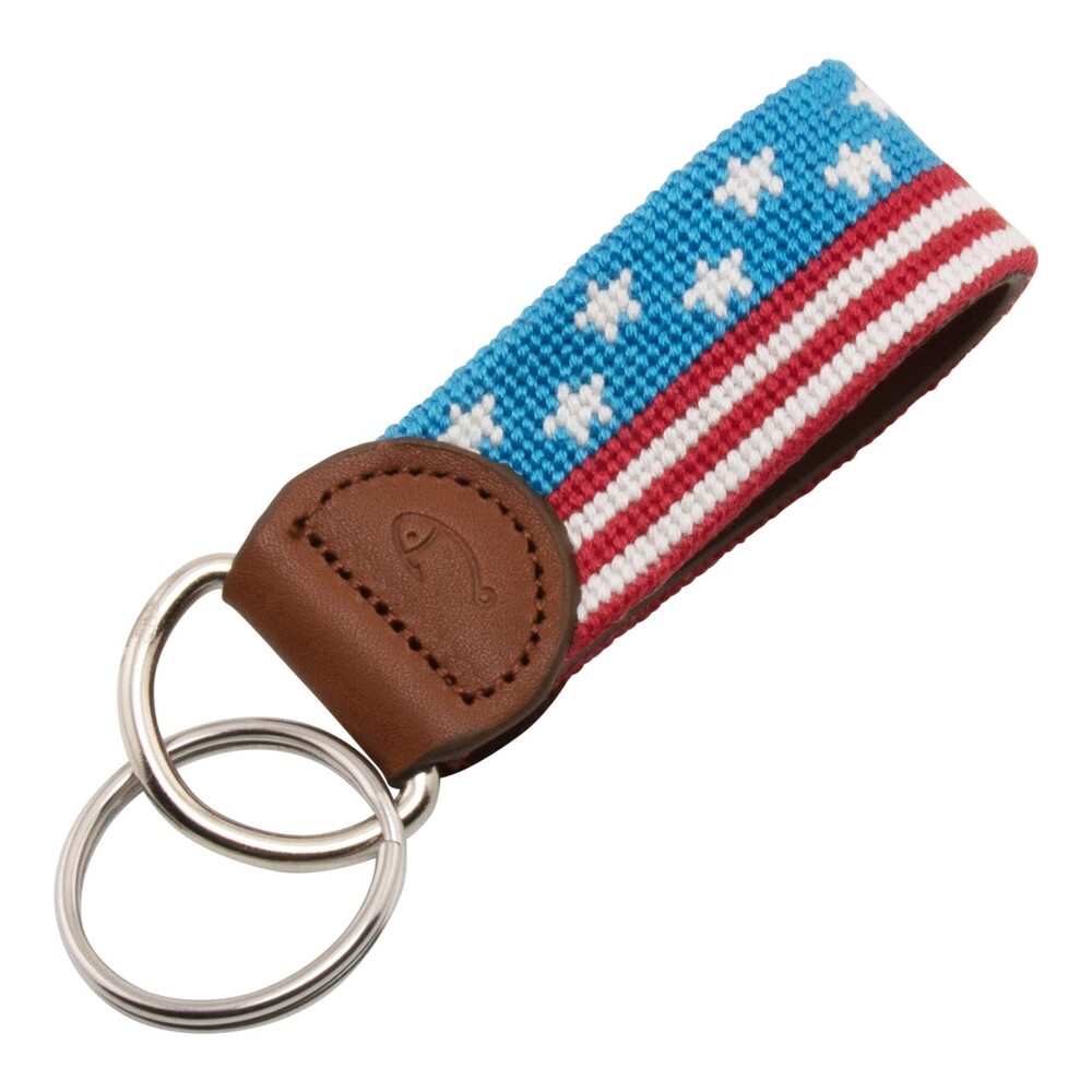 3876 USA Banner Needlepoint Key Fob & Keychain USA Banner